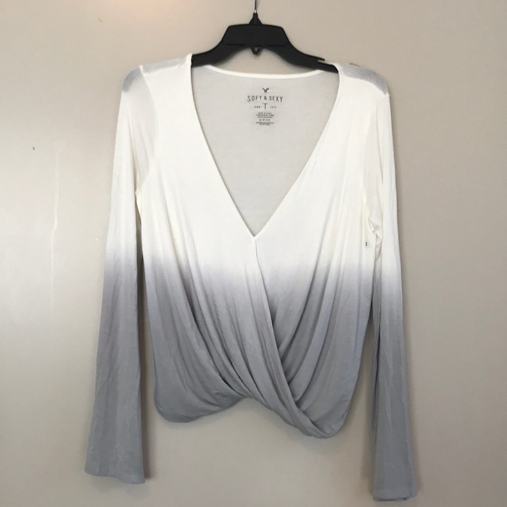 NWT White and grey long sleeve top
